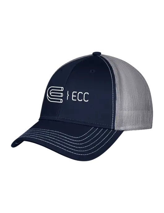 Navy & Grey Mesh Trucker Cap Snap Back w/ECC Logo
