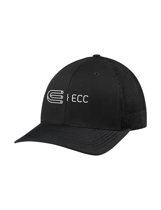 Richardson Adjustable Snapback Original 112 Trucker Cap Black w/Black Mesh w/ECC Logo