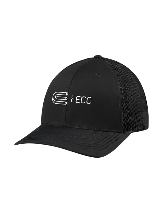Richardson Adjustable Snapback Original 112 Trucker Cap Black w/Black Mesh w/ECC Logo
