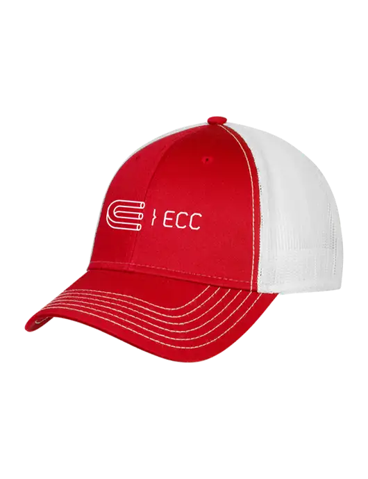 Red/White Mesh Trucker Cap Snap Back w/ECC Logo