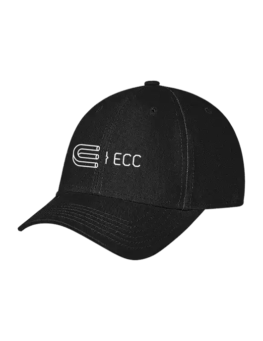 Black Structured Soft Snap Closure Hook & Loop Cap w/ECC Logo