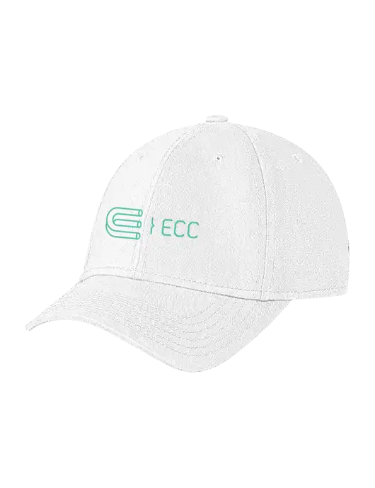 White Structured Soft Snap Closure Hook & Loop Cap w/ECC Logo