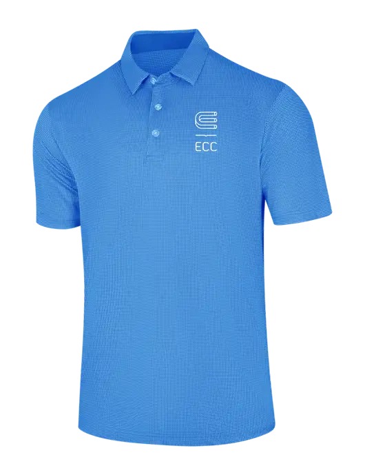 Callaway Carolina Blue Fashion Gingham Polo w/ECC Logo