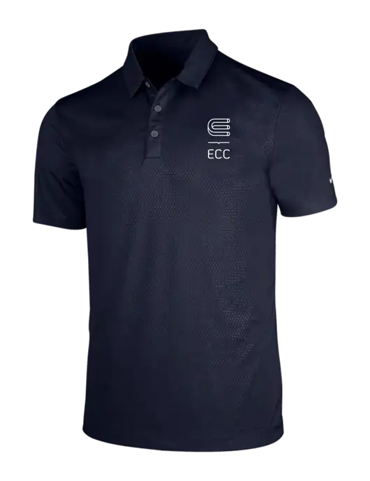 NIKE Dark Navy Dri-Fit Embossed Tri-Blade Polo w/ECC Logo