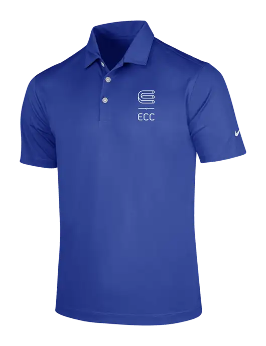 NIKE Dark Royal Dri-Fit Vertical Mesh Polo w/ECC Logo