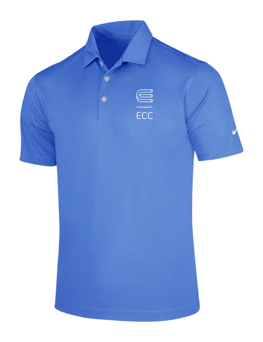 NIKE Light Royal Blue Dri-Fit Vertical Mesh Polo w/ECC Logo