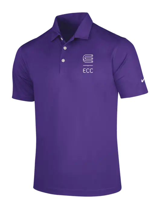 NIKE Purple Dri-Fit Vertical Mesh Polo w/ECC Logo