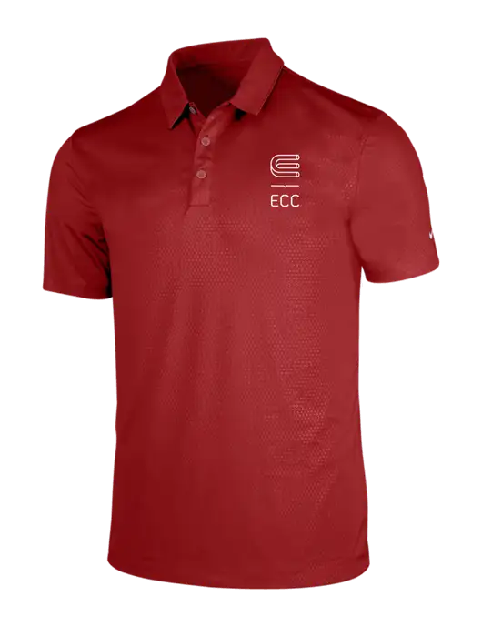 NIKE Red Dri-Fit Embossed Tri-Blade Polo w/ECC Logo