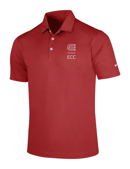 NIKE Red Dri-Fit Vertical Mesh Polo w/ECC Logo