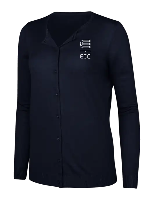 Navy Womens Cardigan Sweater w/ECC Logo