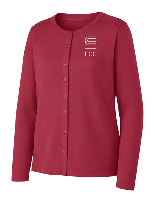 Rich Red Womens Concept Stretch Button-Front Cardigan Sweater w/ECC Logo