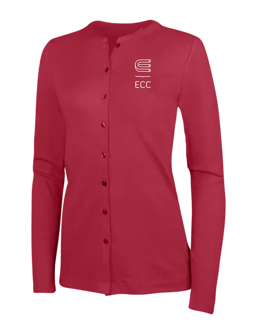 Rich Red Womens Concept Stretch Button-Front Cardigan Sweater w/ECC Logo