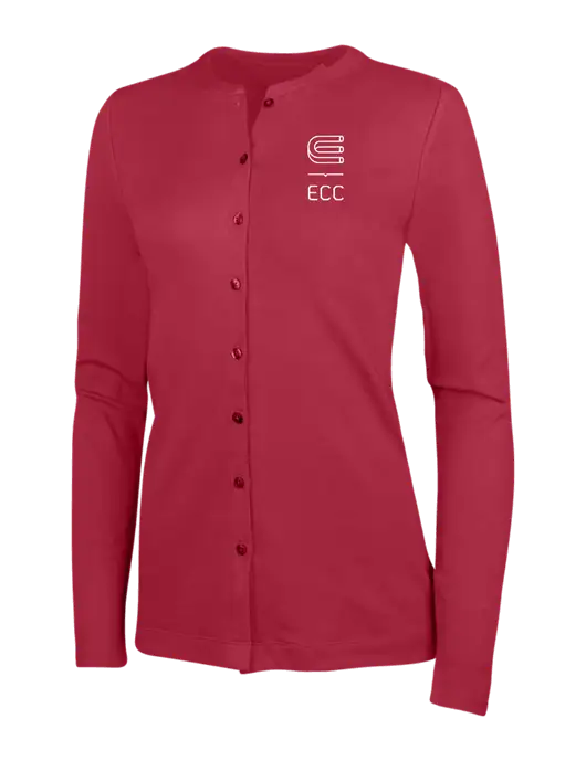 Rich Red Womens Concept Stretch Button-Front Cardigan Sweater w/ECC Logo