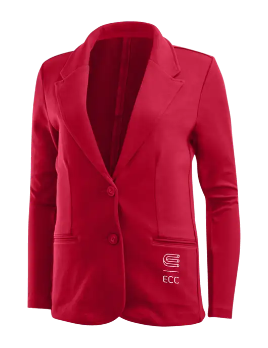 Rich Red Womens Knit Blazer w/ECC Logo
