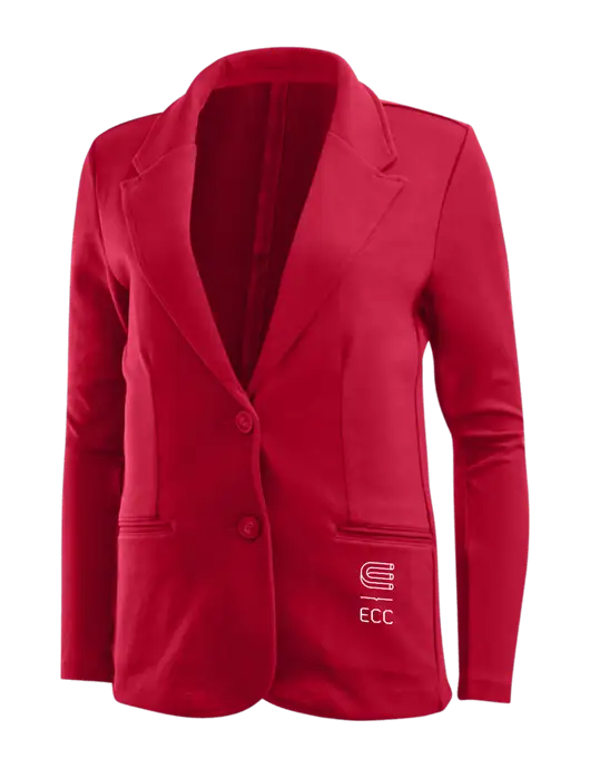 Rich Red Womens Knit Blazer w/ECC Logo