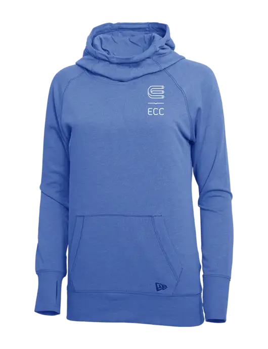 New Era Royal Heather Womens Tri-Blend Fleece Pullover Hoodie w/ECC Logo