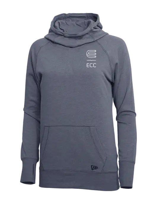 New Era True Navy Heather Womens Tri-Blend Fleece Pullover Hoodie w/ECC Logo