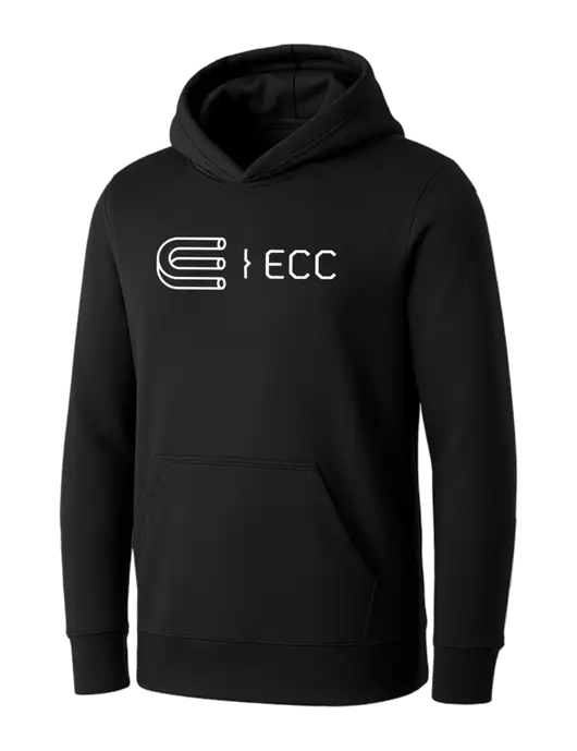 Womens Black Core Fleece Pullover Hooded Sweatshirt w/ECC Logo