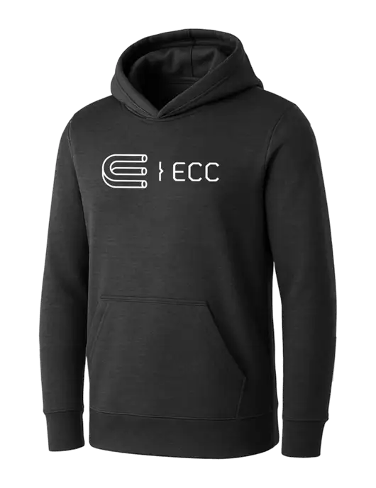 Womens Dark Grey Heather Core Fleece Pullover Hooded Sweatshirt w/ECC Logo