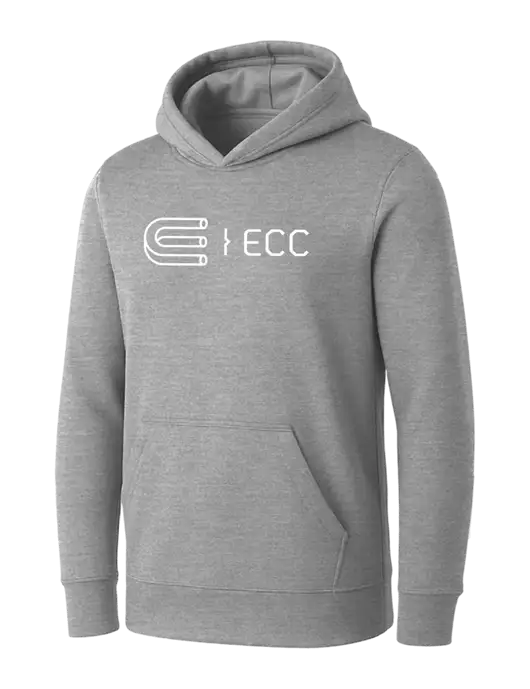 Womens Light Grey Heather Core Fleece Pullover Hooded Sweatshirt w/ECC Logo
