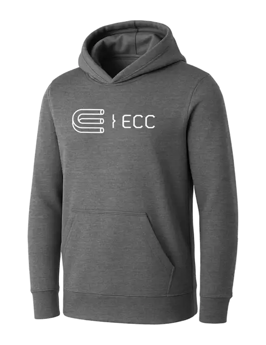 Womens Medium Grey Heather Core Fleece Pullover Hooded Sweatshirt w/ECC Logo
