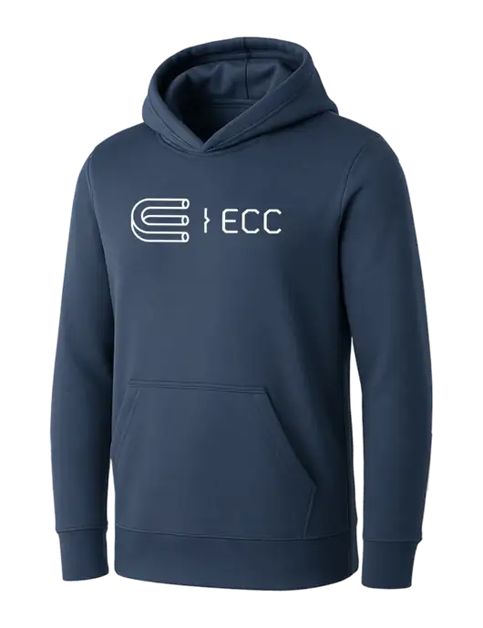 Womens Navy Core Fleece Pullover Hooded Sweatshirt w/ECC Logo