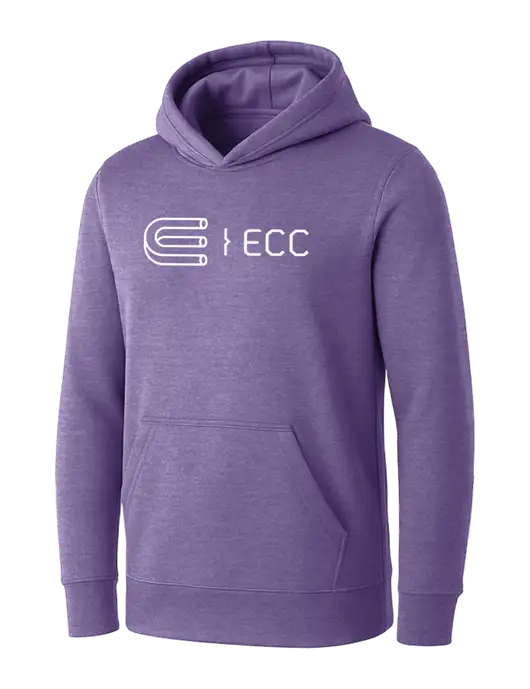 Womens Purple Heather Core Fleece Pullover Hooded Sweatshirt w/ECC Logo