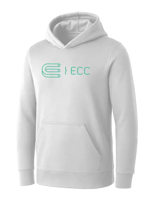 Womens White Core Fleece Pullover Hooded Sweatshirt w/ECC Logo