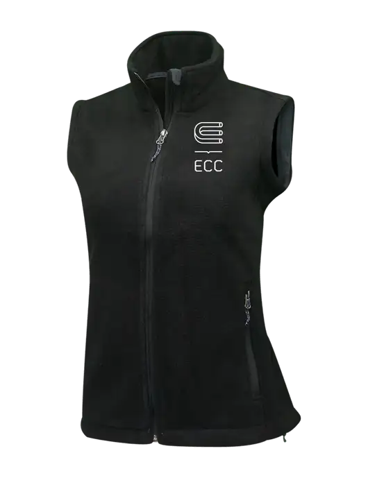 Womens Black Fleece Vest w/ECC Logo