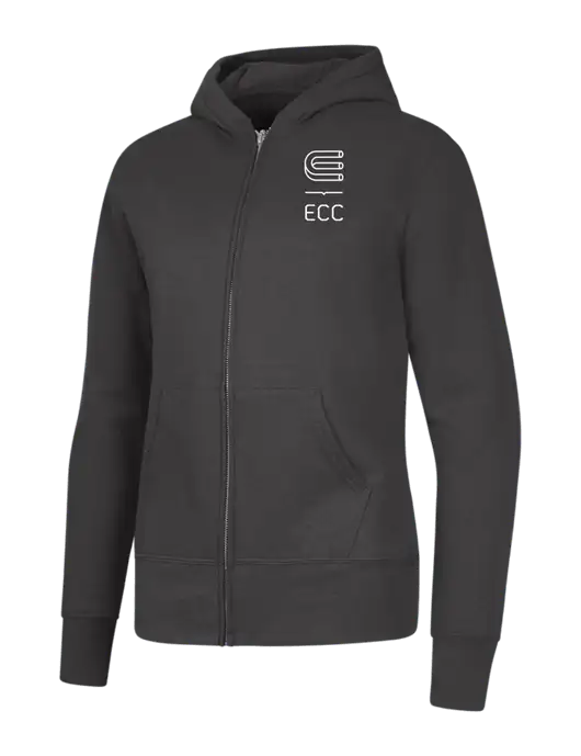 Charcoal Womens Core Fleece Full-Zip Hooded Sweatshirt w/ECC Logo