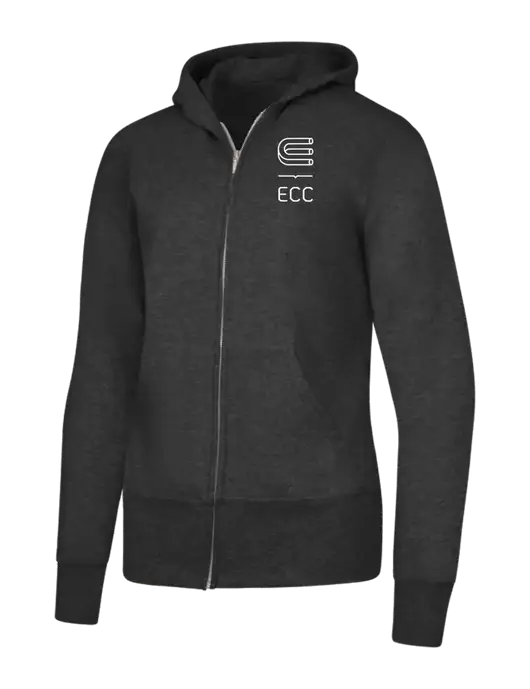 Dark Heather Grey Womens Core Fleece Full-Zip Hooded Sweatshirt w/ECC Logo