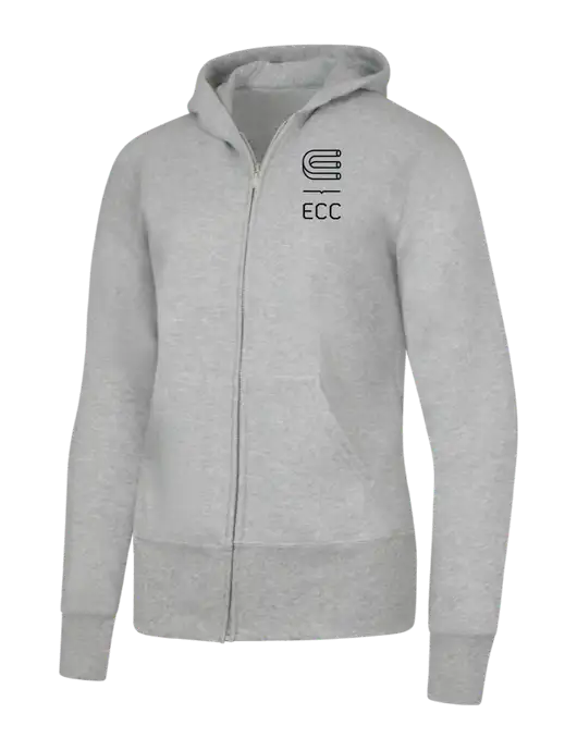 Grey Heather Womens Core Fleece Full-Zip Hooded Sweatshirt w/ECC Logo