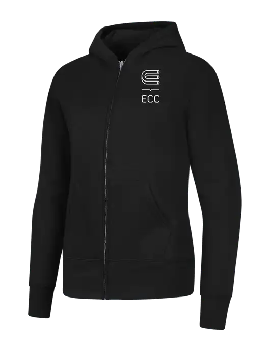 Jet Black Womens Core Fleece Full-Zip Hooded Sweatshirt w/ECC Logo