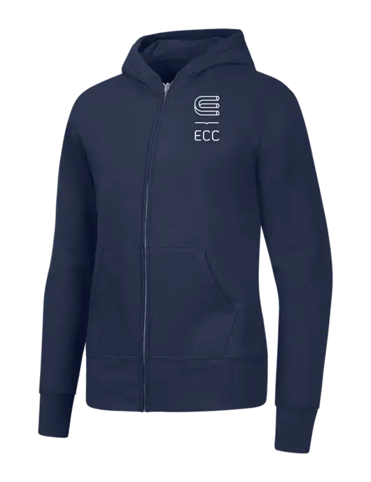 Navy Womens Core Fleece Full-Zip Hooded Sweatshirt w/ECC Logo