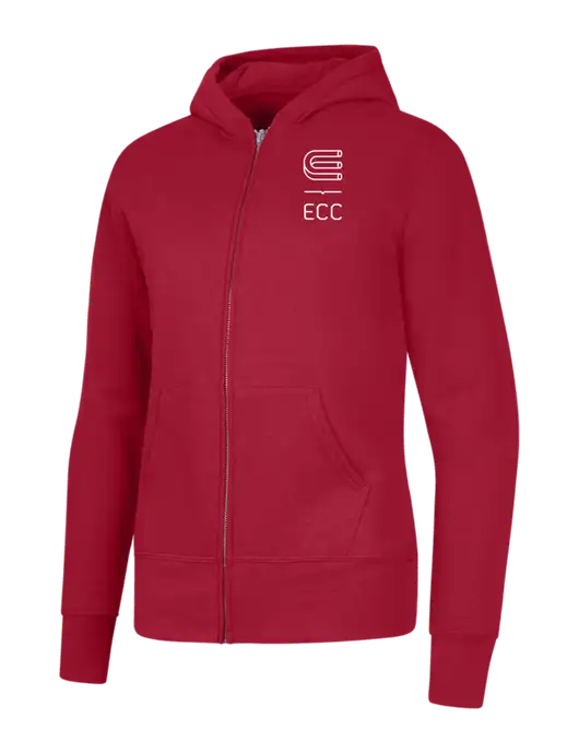 Red Womens Core Fleece Full-Zip Hooded Sweatshirt w/ECC Logo