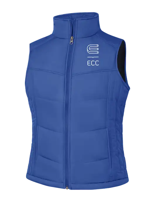Womens Dark Royal Blue/Black Puffy Vest w/ECC Logo