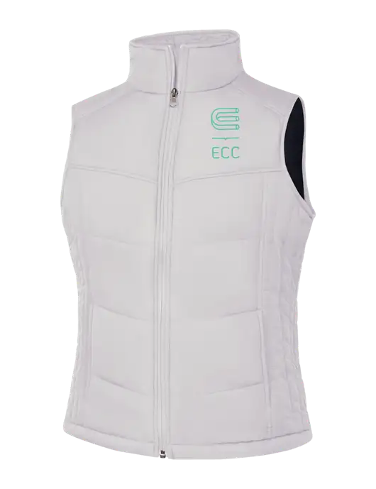 Womens White/Dark Slate Puffy Vest w/ECC Logo