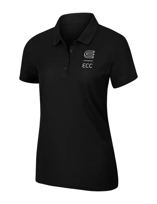 Womens Black Core Classic Pique Polo w/ECC Logo