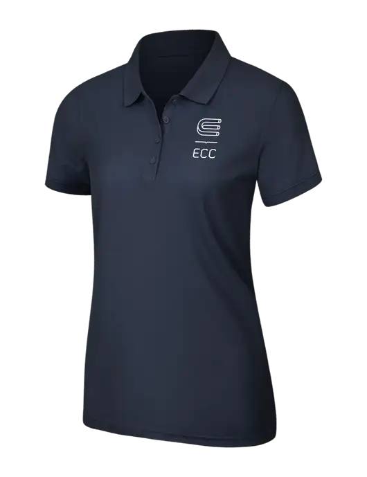 Navy Blue Womens Core Classic Pique Polo w/ECC Logo