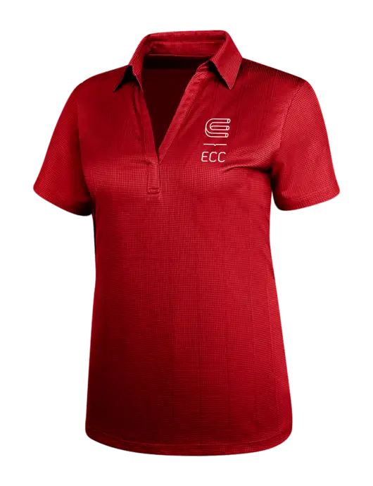 Red Womens Performance Fine Jacquard Polo w/ECC Logo