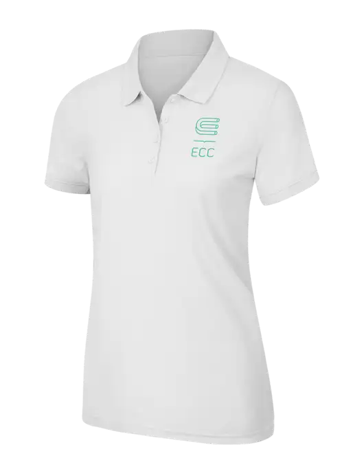 White Womens Core Classic Pique Polo w/ECC Logo