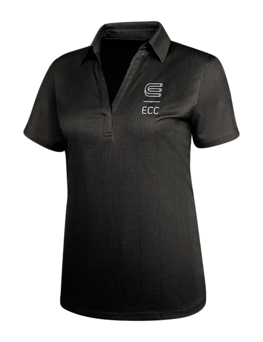 Black Womens Performance Fine Jacquard Polo w/ECC Logo