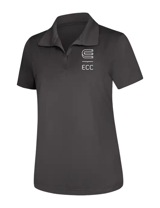 Womens Dark Grey Micropique Sport-Wick Polo w/ECC Logo