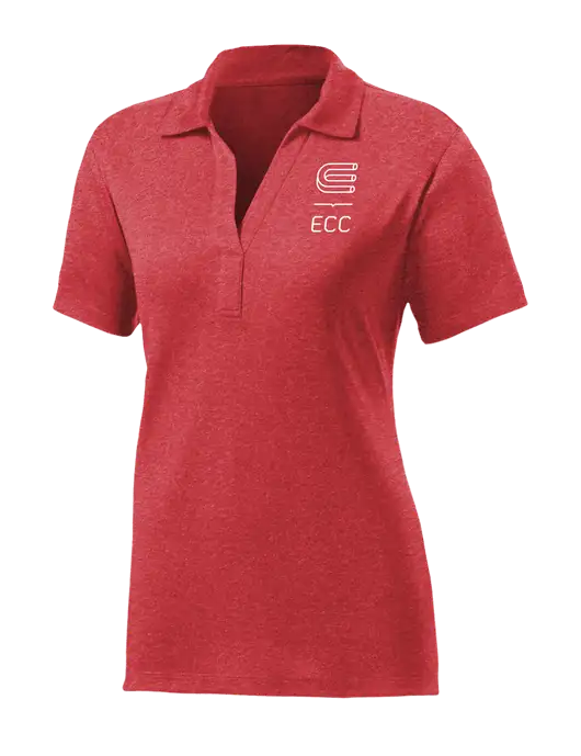 Womens Red Heather Contender Polo w/ECC Logo