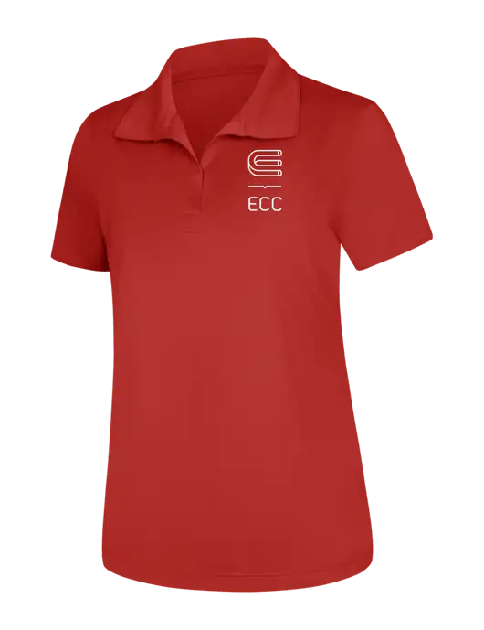 Womens Red Micropique Sport-Wick Polo w/ECC Logo