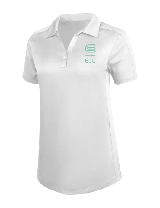 Womens White Diamond Jacquard Polo w/ECC Logo