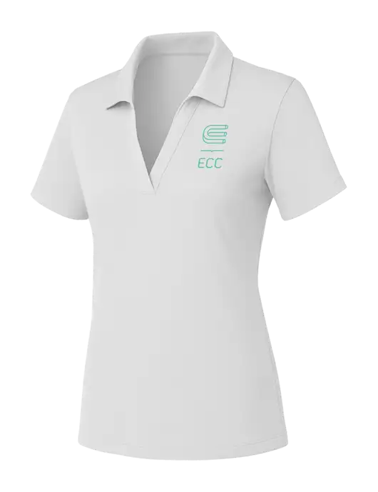 Womens White PosiCharge RacerMesh Polo w/ECC Logo