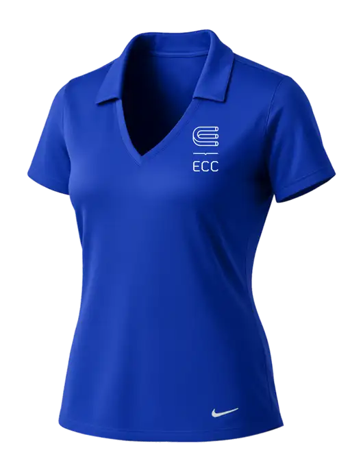 NIKE Dark Royal Womens Dri-Fit Vertical Mesh Polo w/ECC Logo