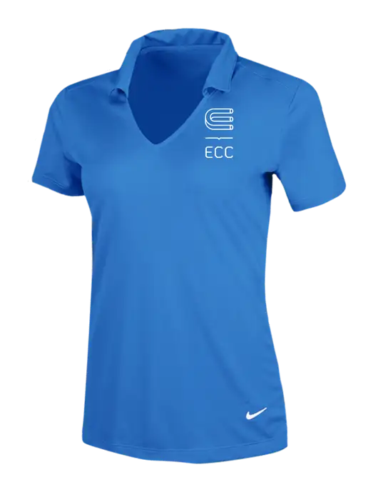 NIKE Light Royal Blue Womens Dri-Fit Vertical Mesh Polo w/ECC Logo