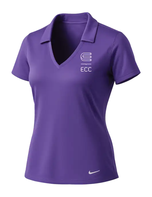 NIKE Purple Womens Dri-Fit Vertical Mesh Polo w/ECC Logo